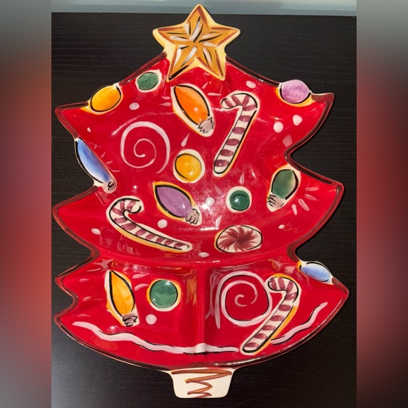 Vintage Christmas Tree Chip and Dip Platter Clay Art Navidad 2003 - Picture 2 of 5